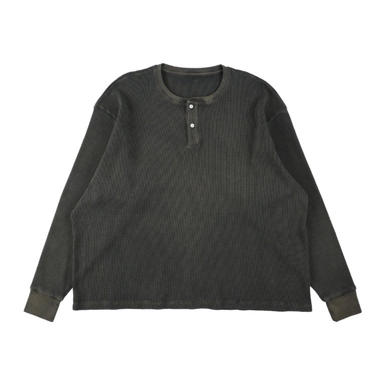 KANEMASA PHIL. - 18G Garment Dye Waffle - CHARCOAL(GOOSE GREY) – un