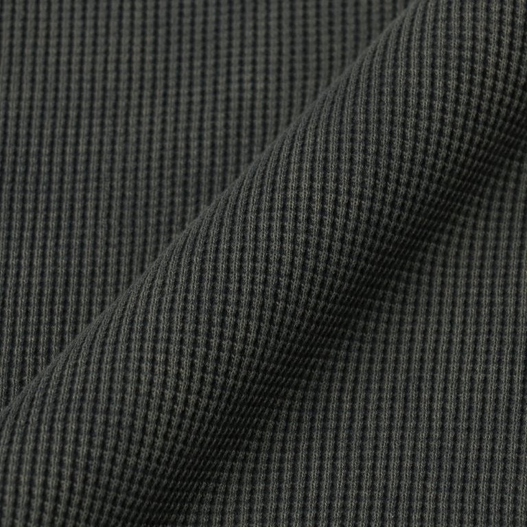 KANEMASA PHIL. - 18G Garment Dye Waffle - CHARCOAL(GOOSE GREY)