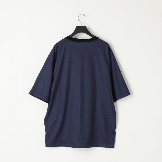 KANEMASA PHIL. - 36G Wool Stripe S/S Tee - NAVY(Royal Blue)