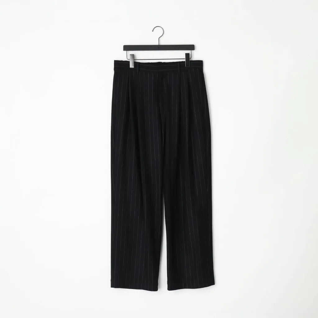KANEMASA PHIL. - 36G Wool Stripe Trouser - BLACK