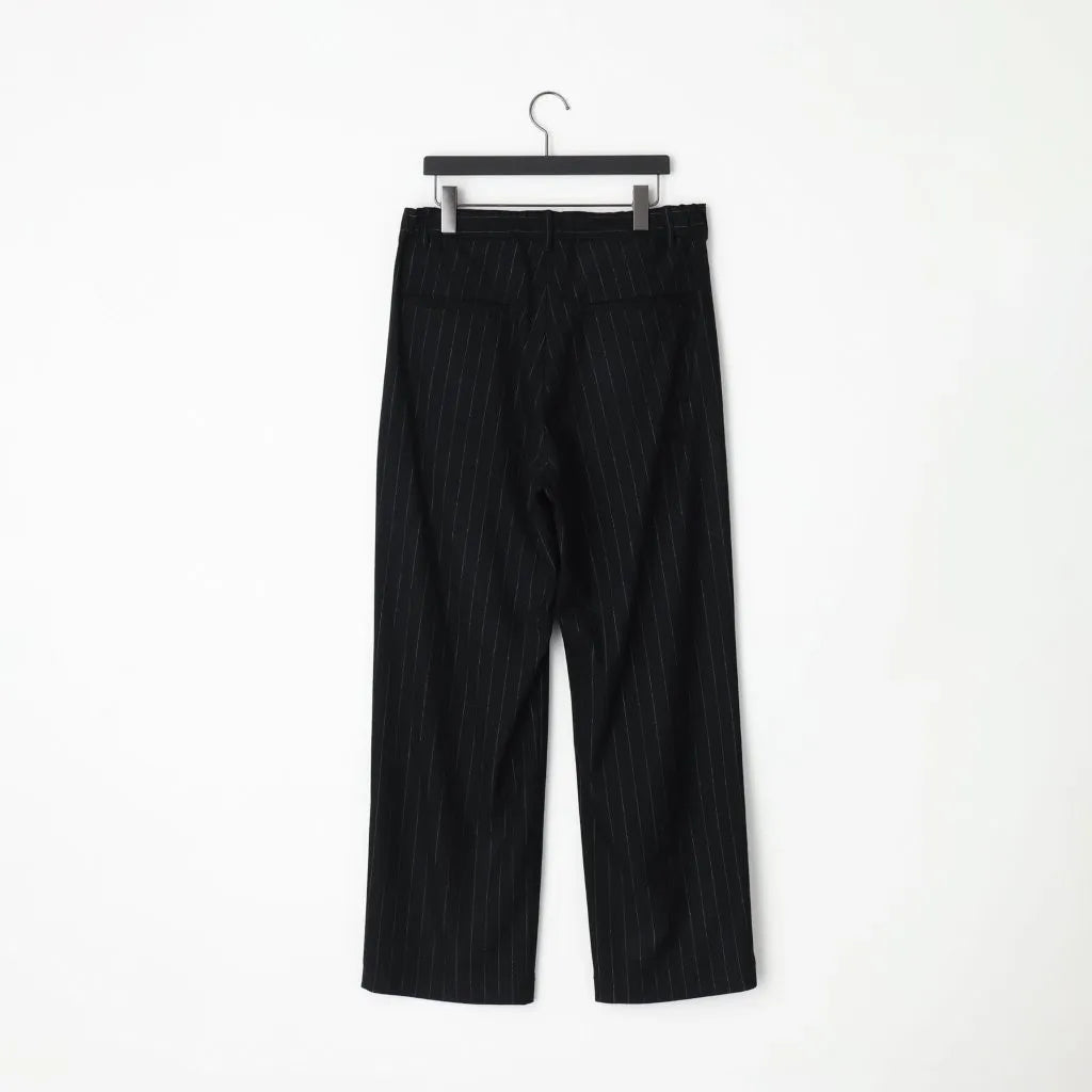 KANEMASA PHIL. - 36G Wool Stripe Trouser - BLACK