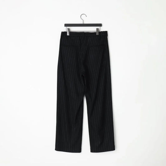 KANEMASA PHIL. - 36G Wool Stripe Trouser - BLACK