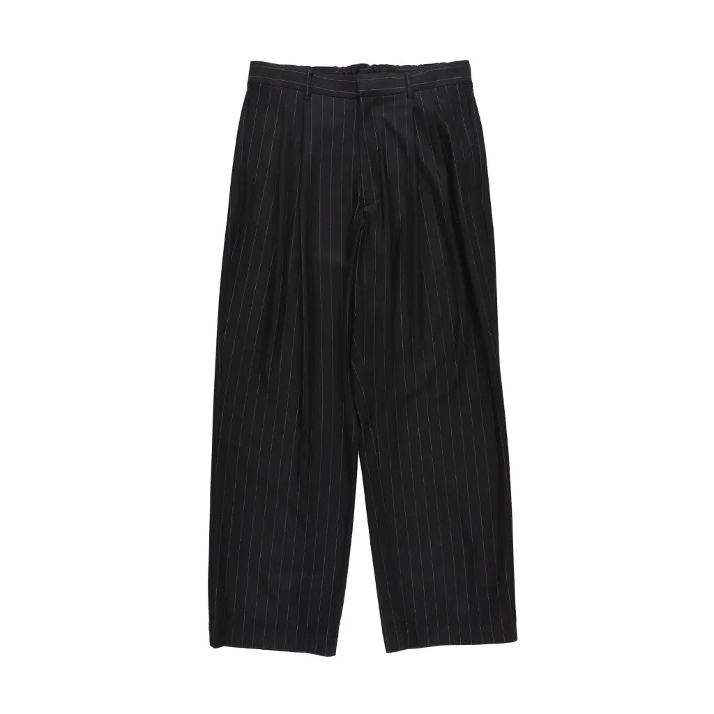 KANEMASA PHIL. - 36G Wool Stripe Trouser - BLACK