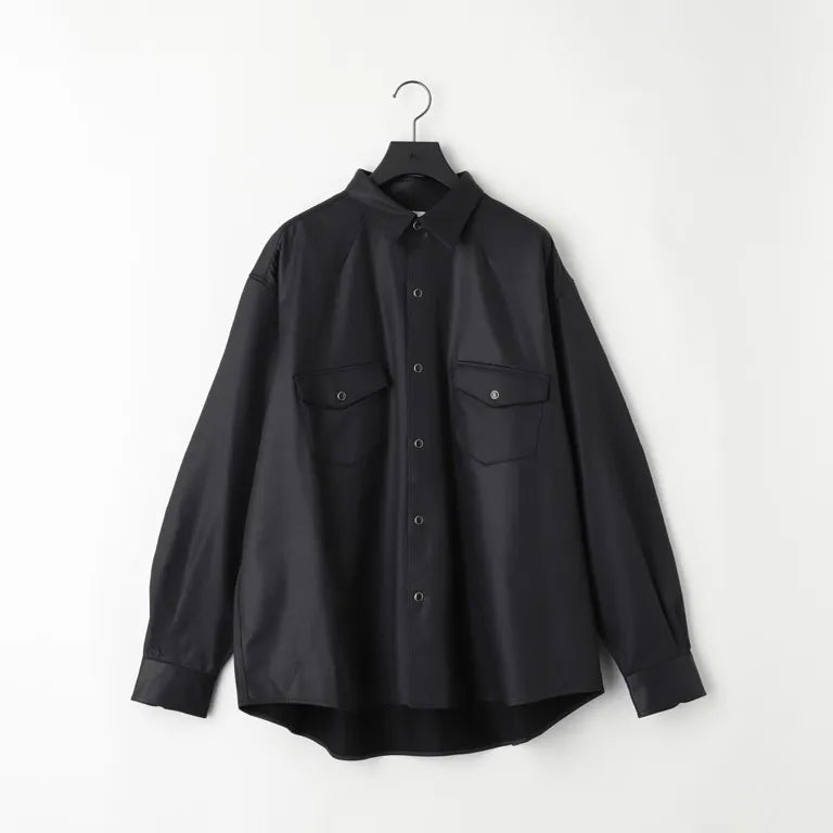 KANEMASA PHIL. - 36G ECONYL Embossed Ideal Shirt - BLACK