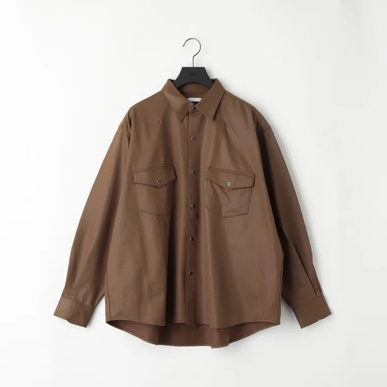 KANEMASA PHIL. - 36G ECONYL Embossed Ideal Shirt - BROWN