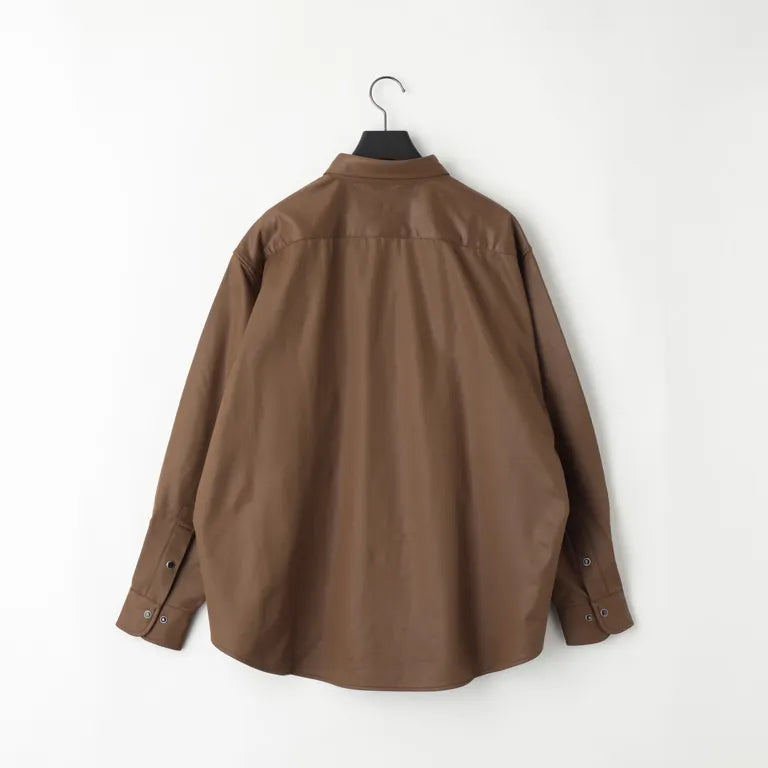 KANEMASA PHIL. - 36G ECONYL Embossed Ideal Shirt - BROWN