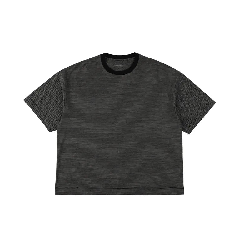 KANEMASA PHIL. - 32G Wool Stripe SS Tee - BLACK