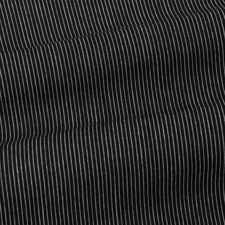 KANEMASA PHIL. - 32G Wool Stripe SS Tee - BLACK