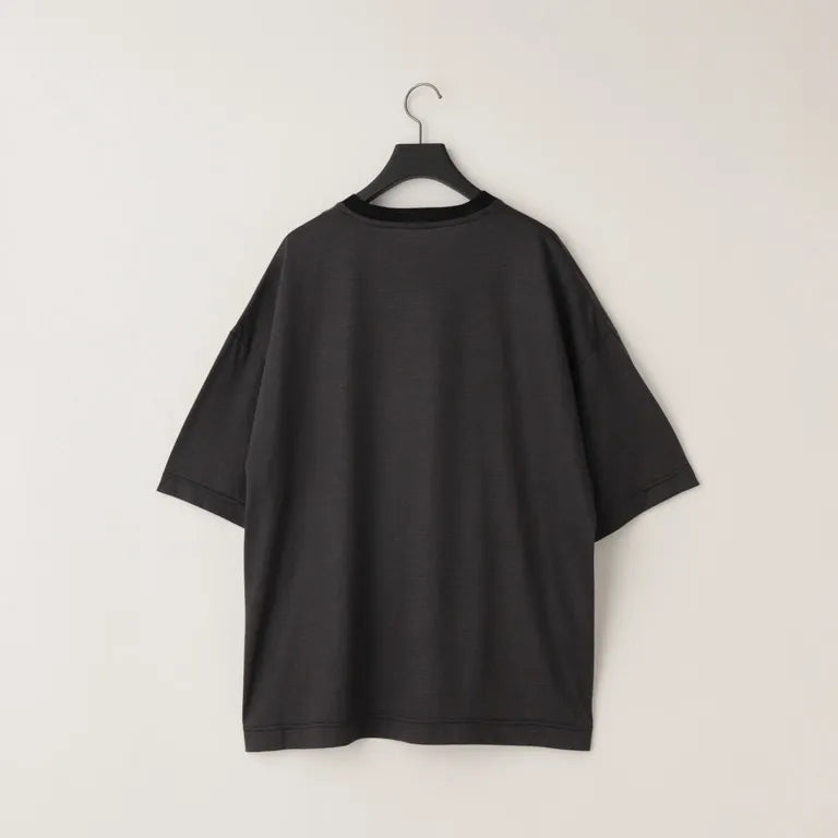 KANEMASA PHIL. - 32G Wool Stripe SS Tee - CHARCOAL