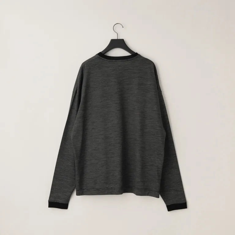 KANEMASA PHIL. - 36G Wool Stripe LS Tee - BLACK