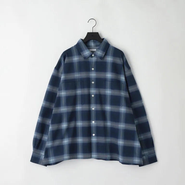 KANEMASA PHIL. - 28G Ombre Check Balise Shirt - NAVY BLUE