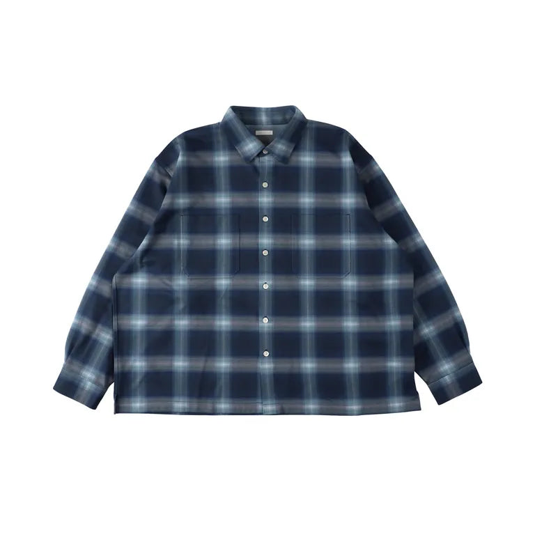 KANEMASA PHIL. - 28G Ombre Check Balise Shirt - NAVY BLUE