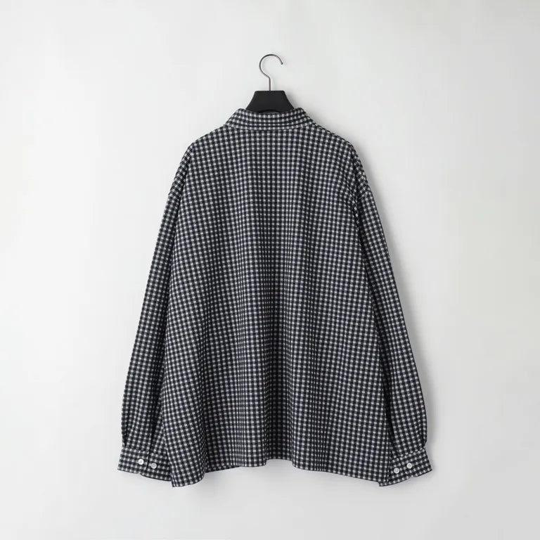 KANEMASA PHIL. - 36G Wool Check Balise Shirt - BLACK WHITE
