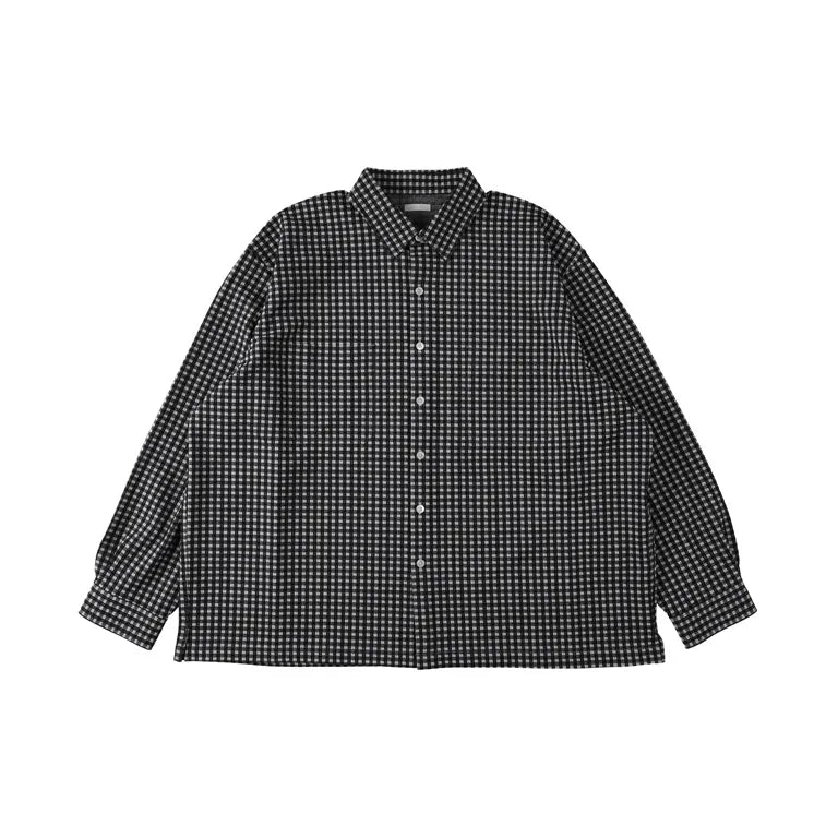 KANEMASA PHIL. - 36G Wool Check Balise Shirt - BLACK WHITE
