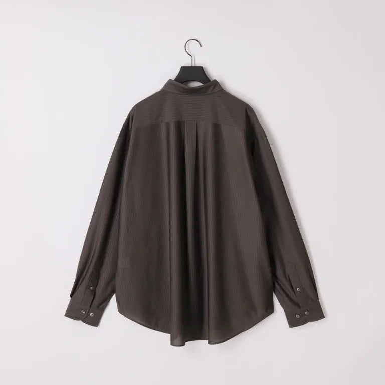 KANEMASA PHIL. - 46G Stripe Atmosphere Shirt - CHARCOAL BROWN
