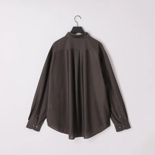 KANEMASA PHIL. - 46G Stripe Atmosphere Shirt - CHARCOAL BROWN