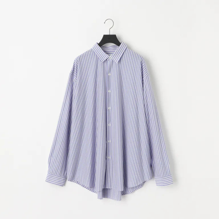 KANEMASA PHIL. - 46G Stripe Atmosphere Shirt - SAX BLACK