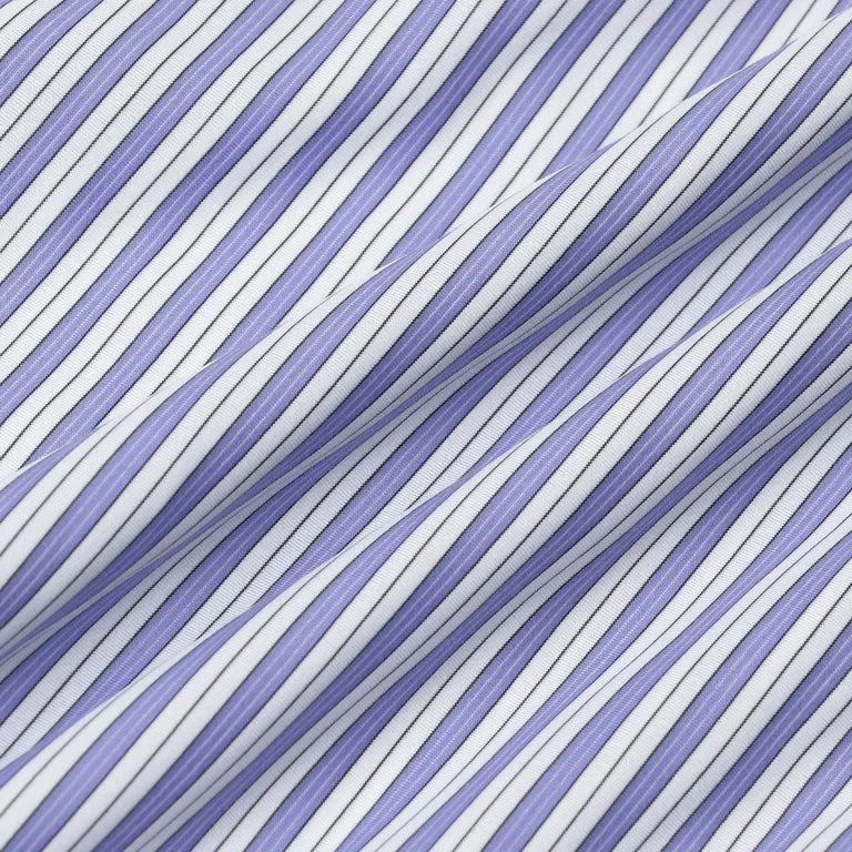 KANEMASA PHIL. - 46G Stripe Atmosphere Shirt - SAX BLACK