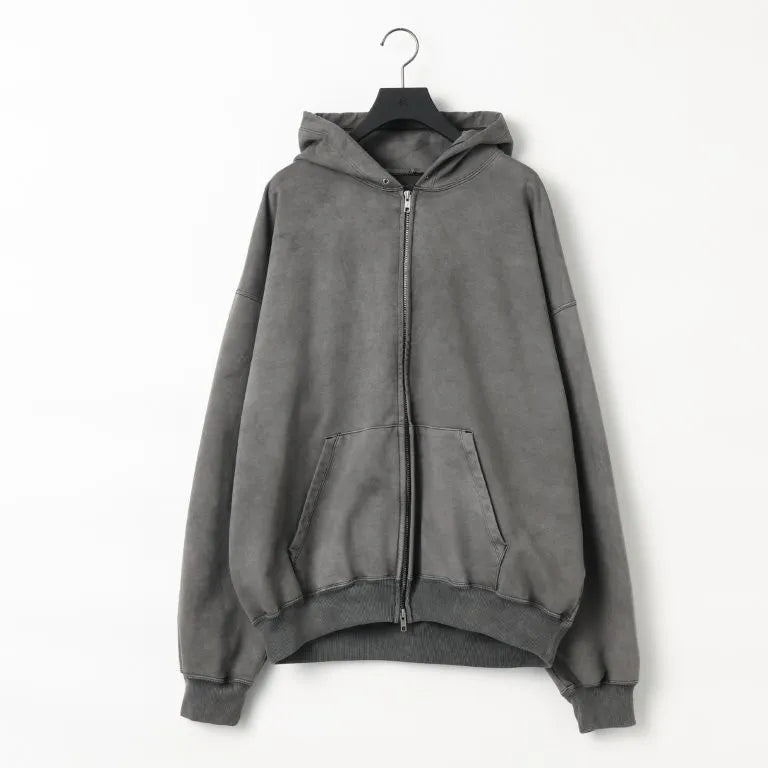 KANEMASA PHIL. - 36G Fine Sweat Zip Hoodie - CHARCOAL PIGMENT