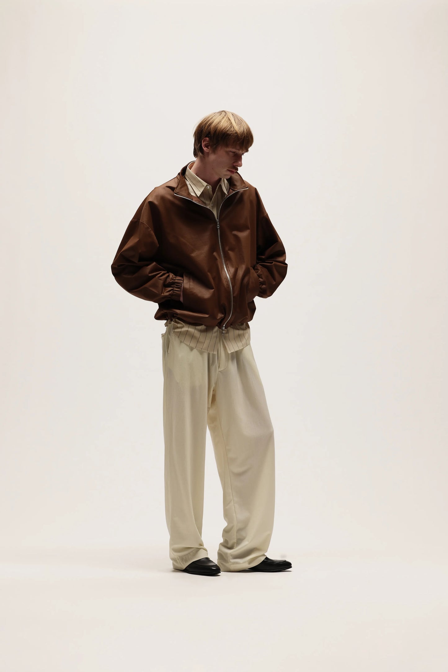 KANEMASA PHIL. - 36G ECONYL Embossed Blouson - BROWN