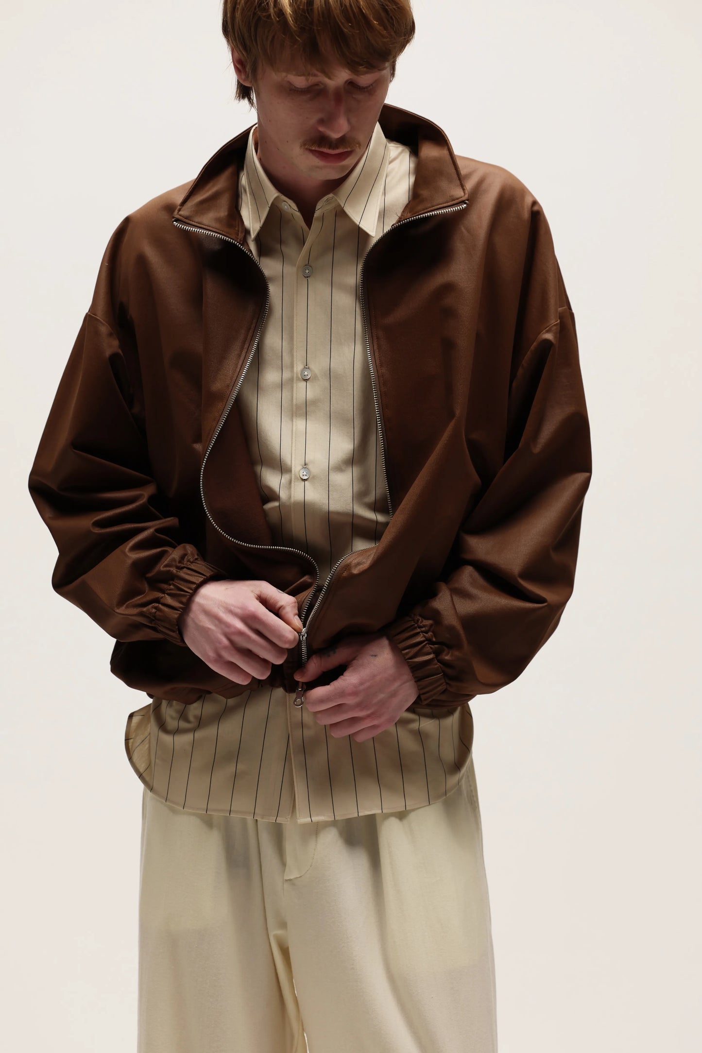 KANEMASA PHIL. - 36G ECONYL Embossed Blouson - BROWN
