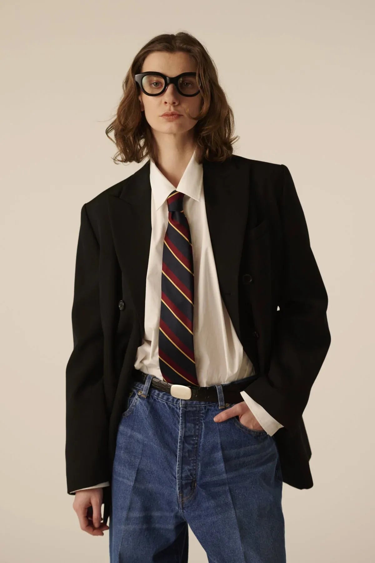 INSCRIRE - Wool Gabardine Double-Brested Jacket - BLACK
