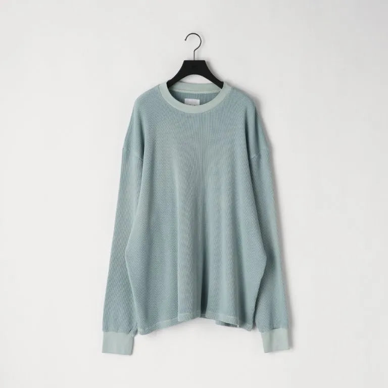 KANEMASA PHIL. - 18G Garment Dye Waffle - BLUE GREY PIGMENT – un