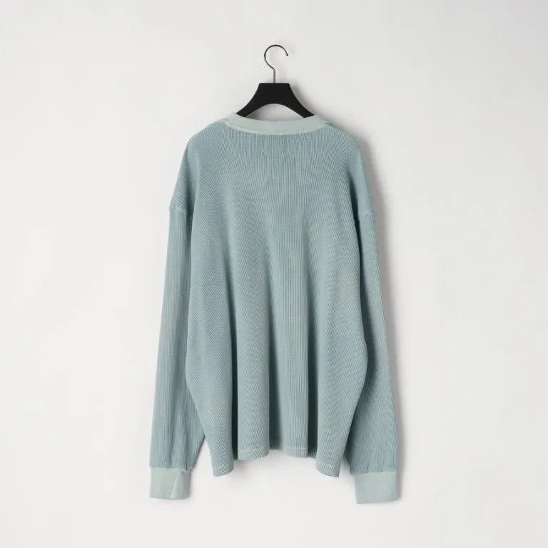 KANEMASA PHIL. - 18G Garment Dye Waffle - BLUE GREY PIGMENT