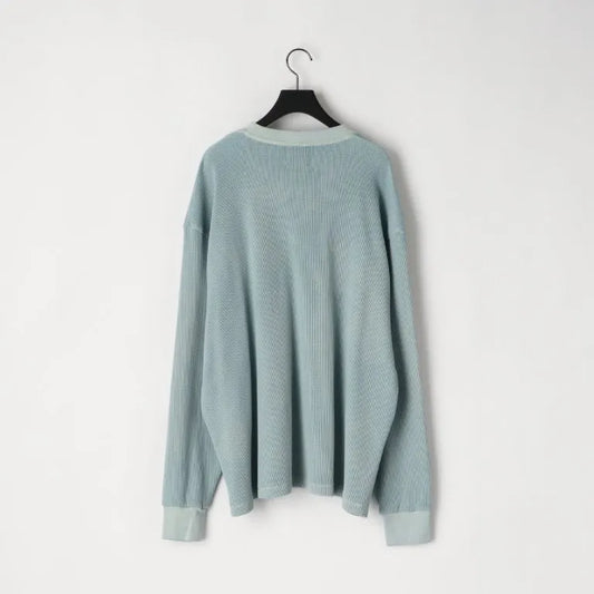 KANEMASA PHIL. - 18G Garment Dye Waffle - BLUE GREY PIGMENT