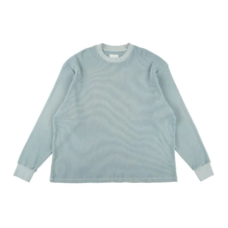 KANEMASA PHIL. - 18G Garment Dye Waffle - BLUE GREY PIGMENT