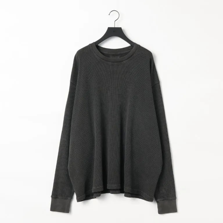 KANEMASA PHIL. - 18G Garment Dye Waffle - CHARCOAL PIGMENT