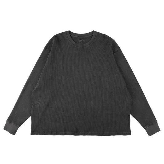 KANEMASA PHIL. - 18G Garment Dye Waffle - CHARCOAL PIGMENT