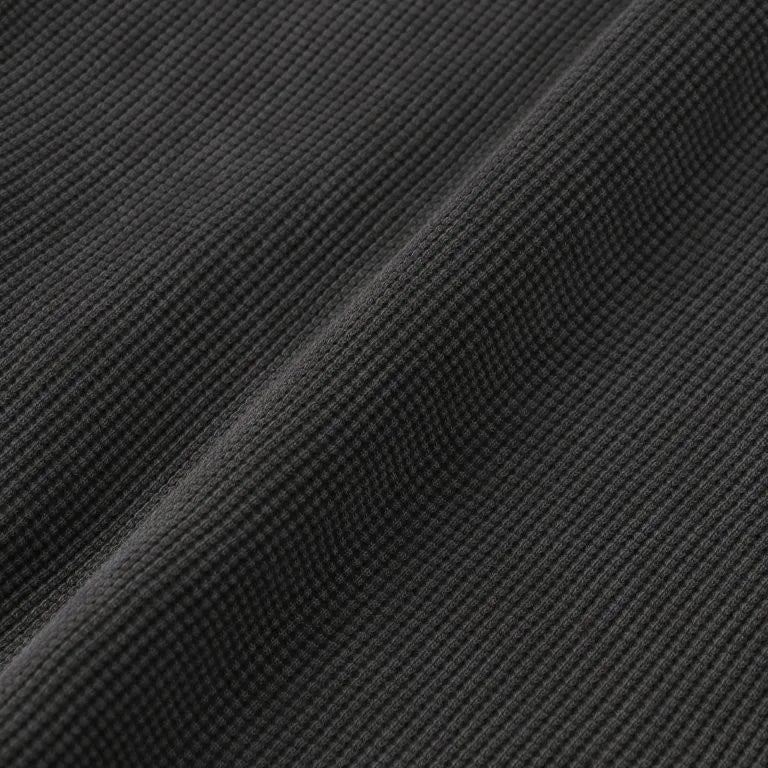 KANEMASA PHIL. - 18G Garment Dye Waffle - CHARCOAL PIGMENT