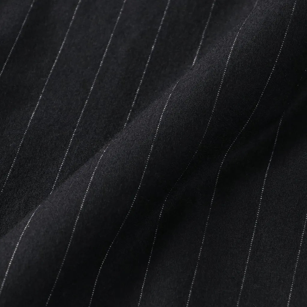 KANEMASA PHIL. - 36G Wool Stripe Trouser - BLACK