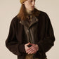 INSCRIRE - Riders Layerd Cardigan - BROWN USED × BROWN