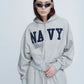 INSCRIRE - Navy Zip Hoodie - LT.GREY
