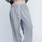 INSCRIRE - Hybrid Sweat Denim Pants - BLUE USED × LT.GREY