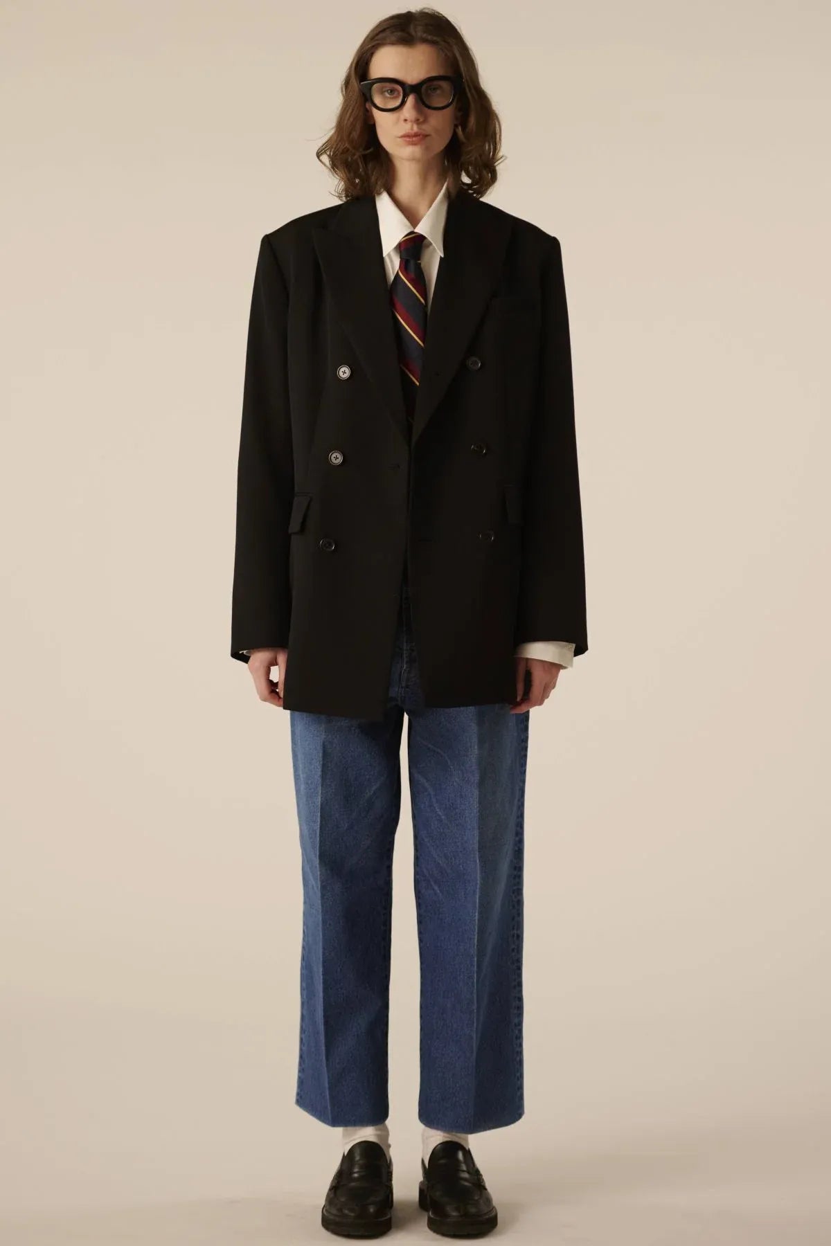 INSCRIRE - Wool Gabardine Double-Brested Jacket - BLACK