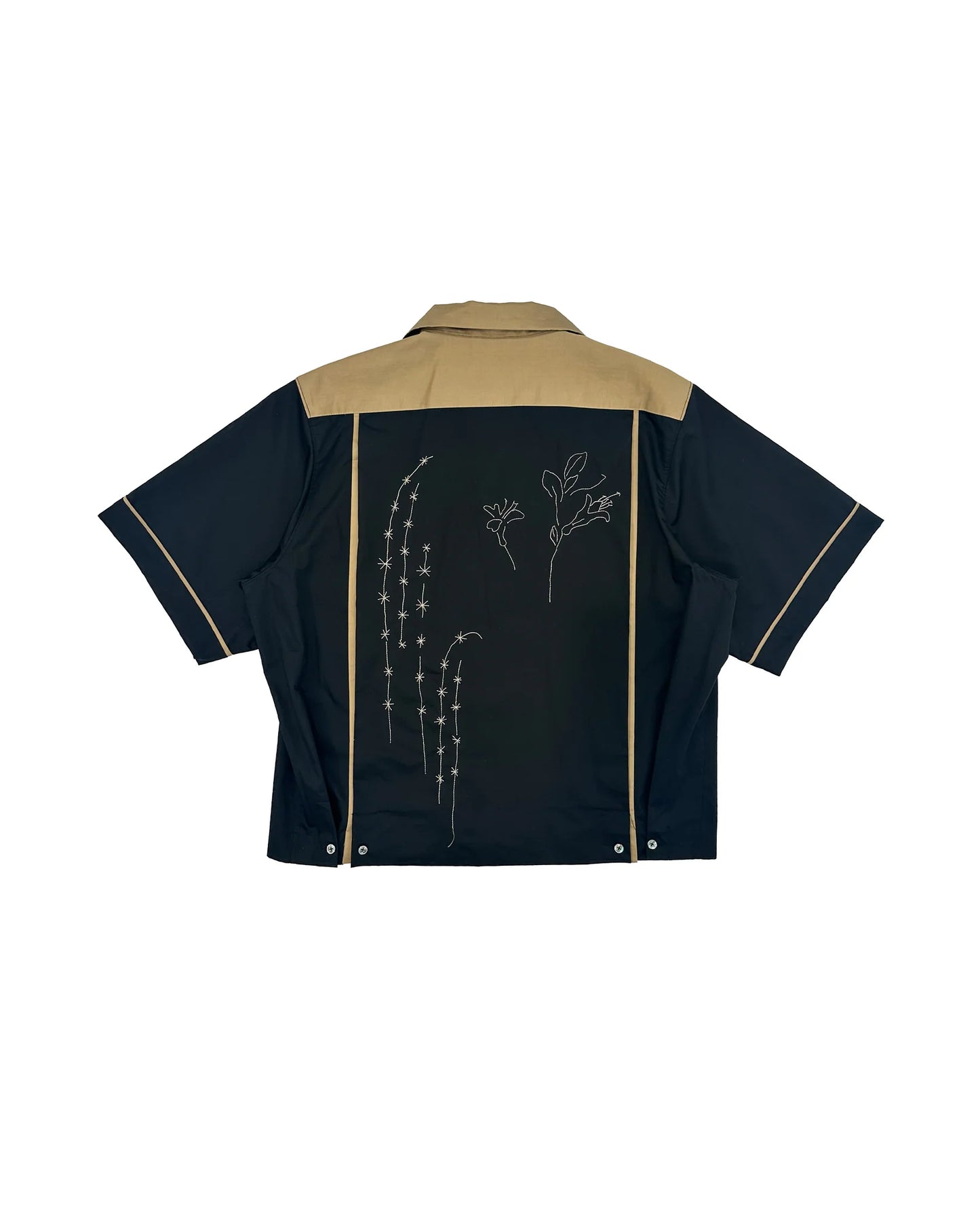 TANAKA - BOWLING SHIRT - BLACK(EMBROIDERY)
