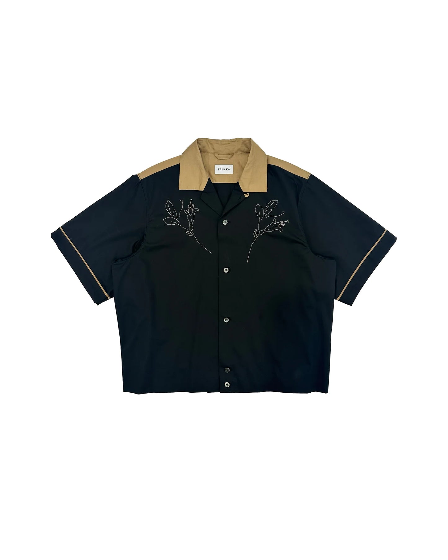TANAKA - BOWLING SHIRT - BLACK(EMBROIDERY)