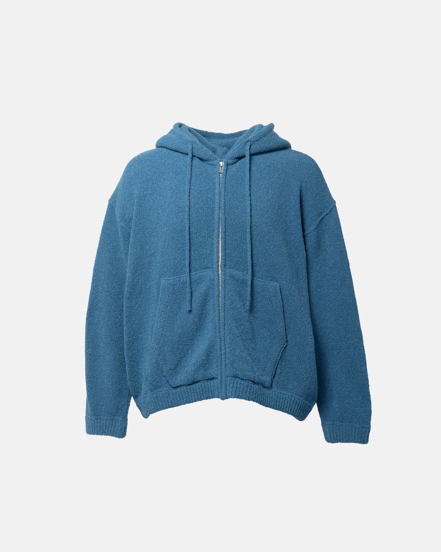 SimplyComplicated - WOOL TERRY KNIT ZIP HOODIE - AQUA