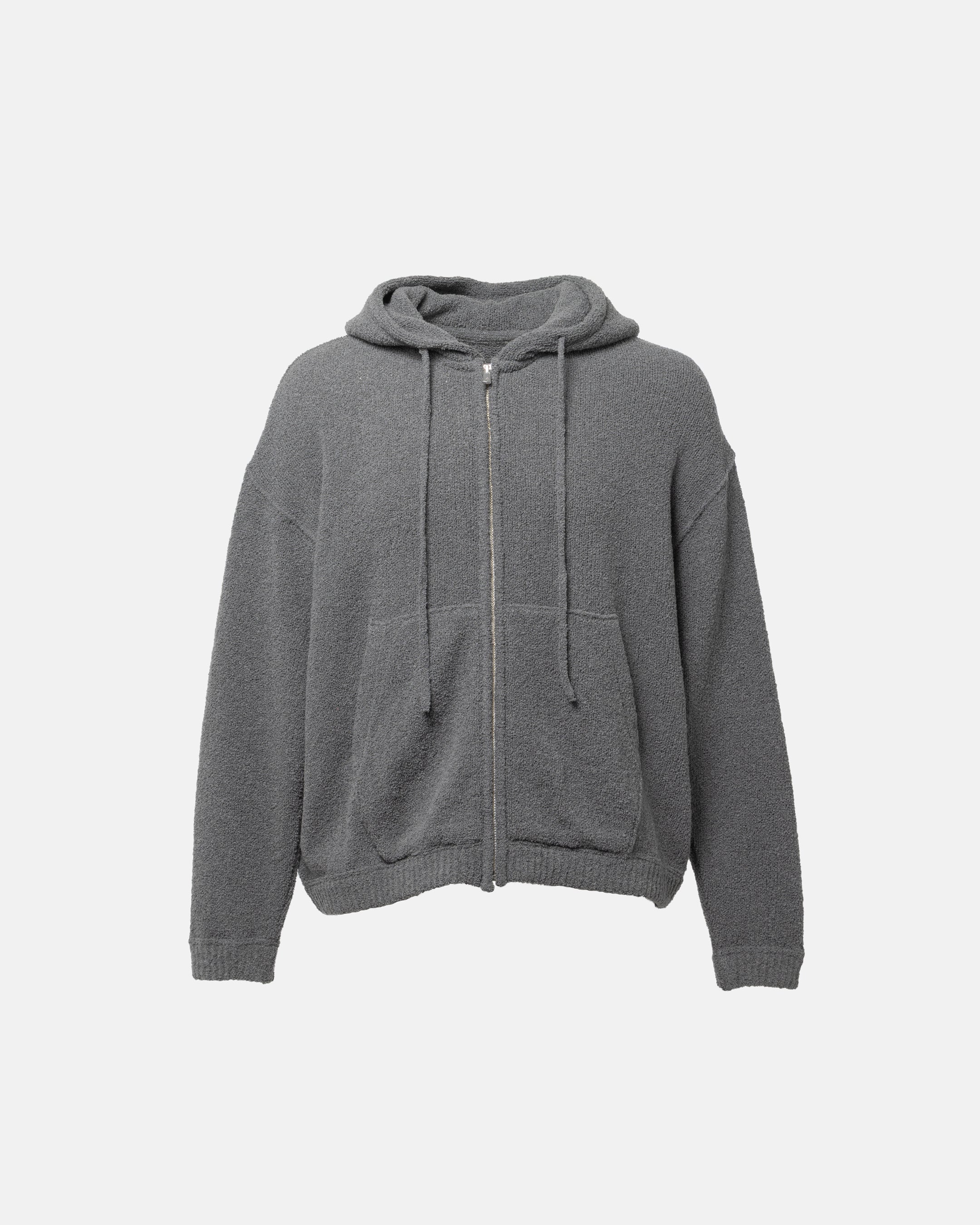 SimplyComplicated - WOOL TERRY KNIT ZIP HOODIE - DK.GRAY – un