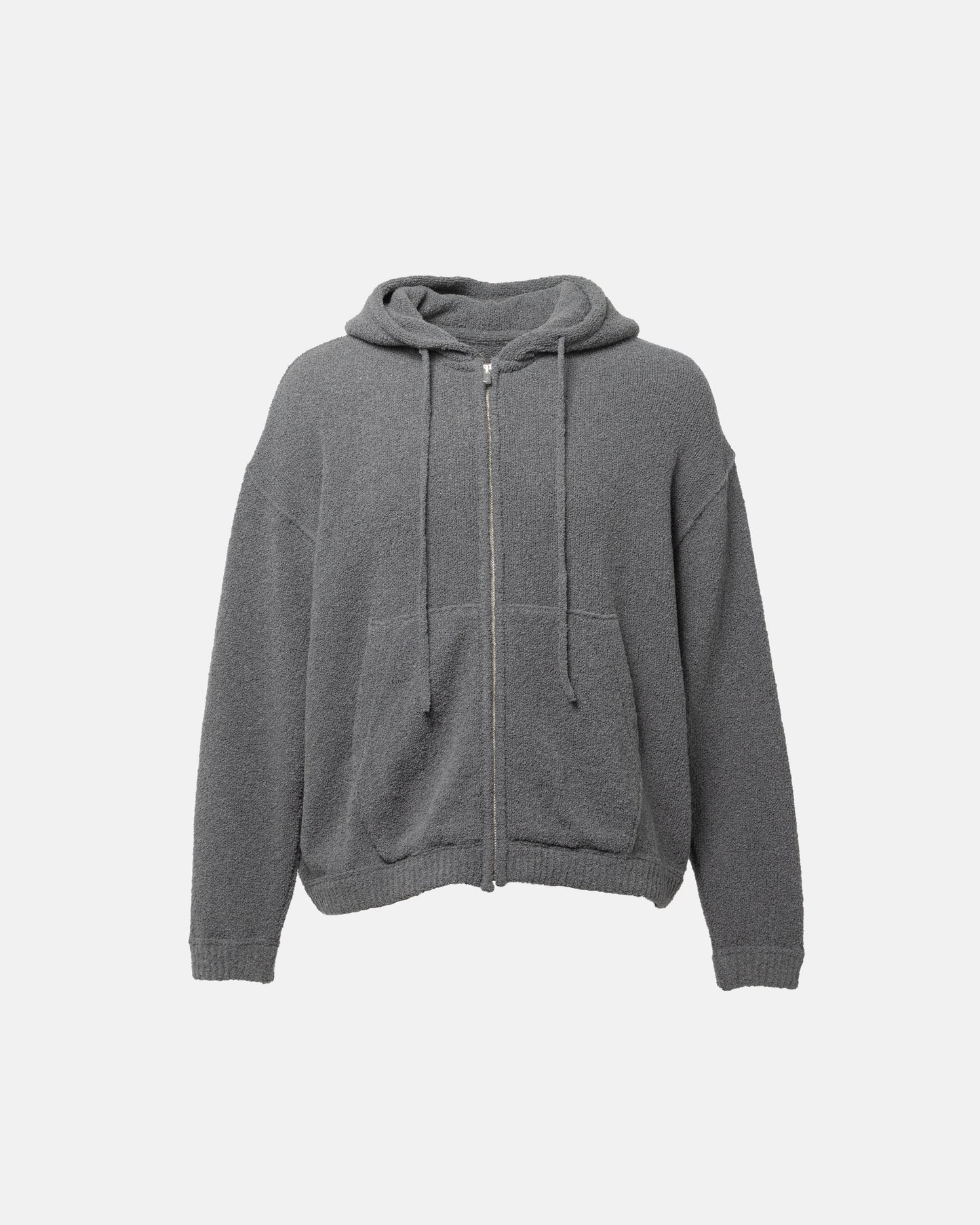 SimplyComplicated - WOOL TERRY KNIT ZIP HOODIE - DK.GRAY