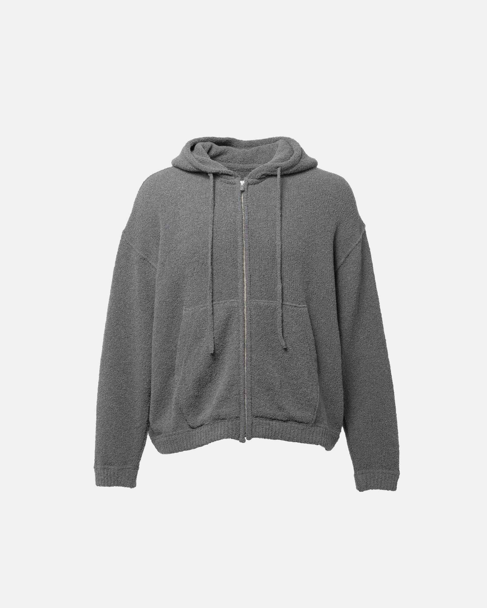 SimplyComplicated - WOOL TERRY KNIT ZIP HOODIE - DK.GRAY