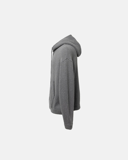 SimplyComplicated - WOOL TERRY KNIT ZIP HOODIE - DK.GRAY