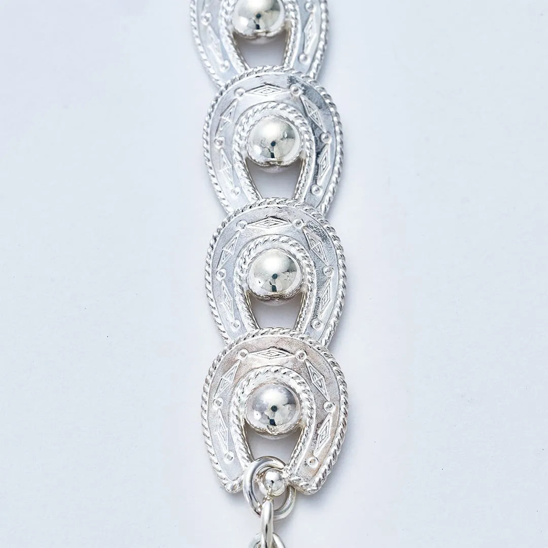 WAKAN SILVER SMITH - Spirit Horseshoe Bracelet (ALL beads) - SILVER