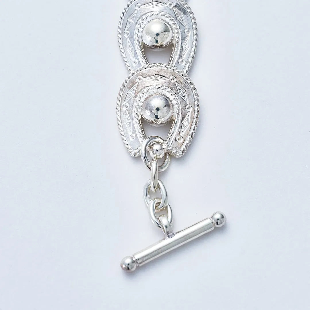 WAKAN SILVER SMITH - Spirit Horseshoe Bracelet (ALL beads) - SILVER
