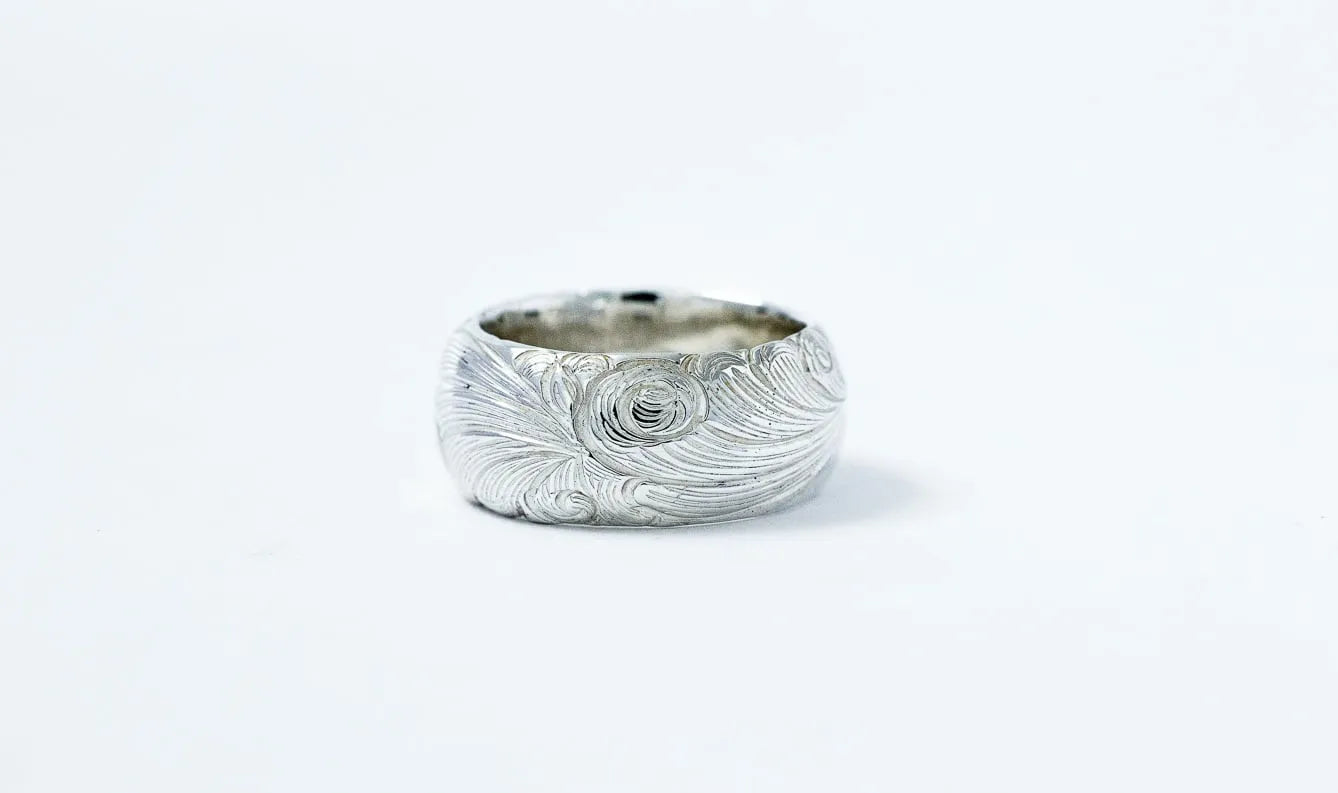 WAKAN SILVER SMITH - Arabesque half round ring L - SILVER