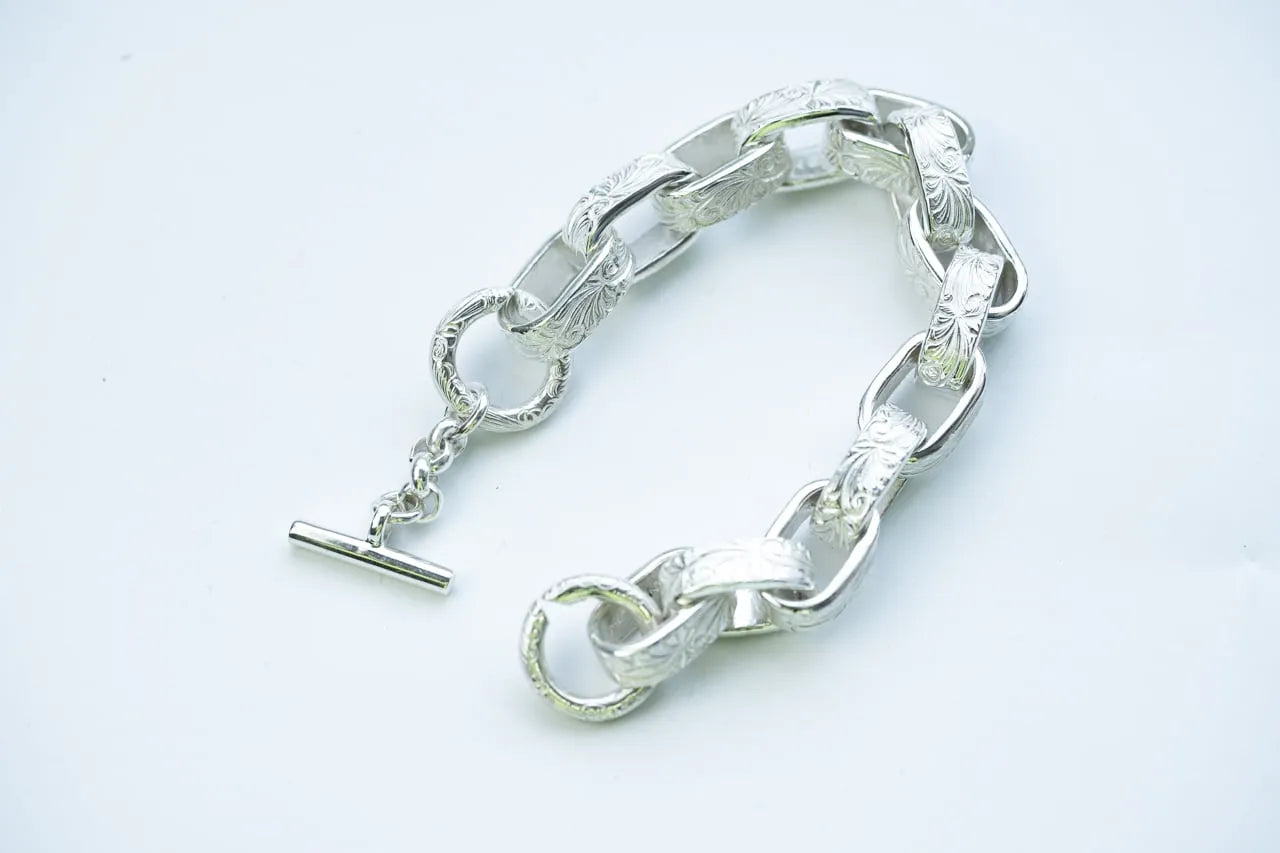 WAKAN SILVER SMITH - Arabesque Hopi chain bracelet - SILVER