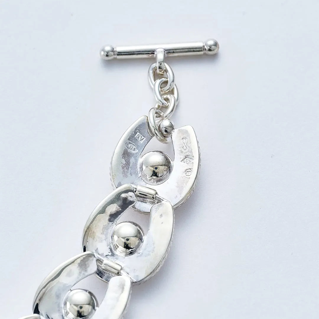 WAKAN SILVER SMITH - Spirit Horseshoe Bracelet (ALL beads) - SILVER